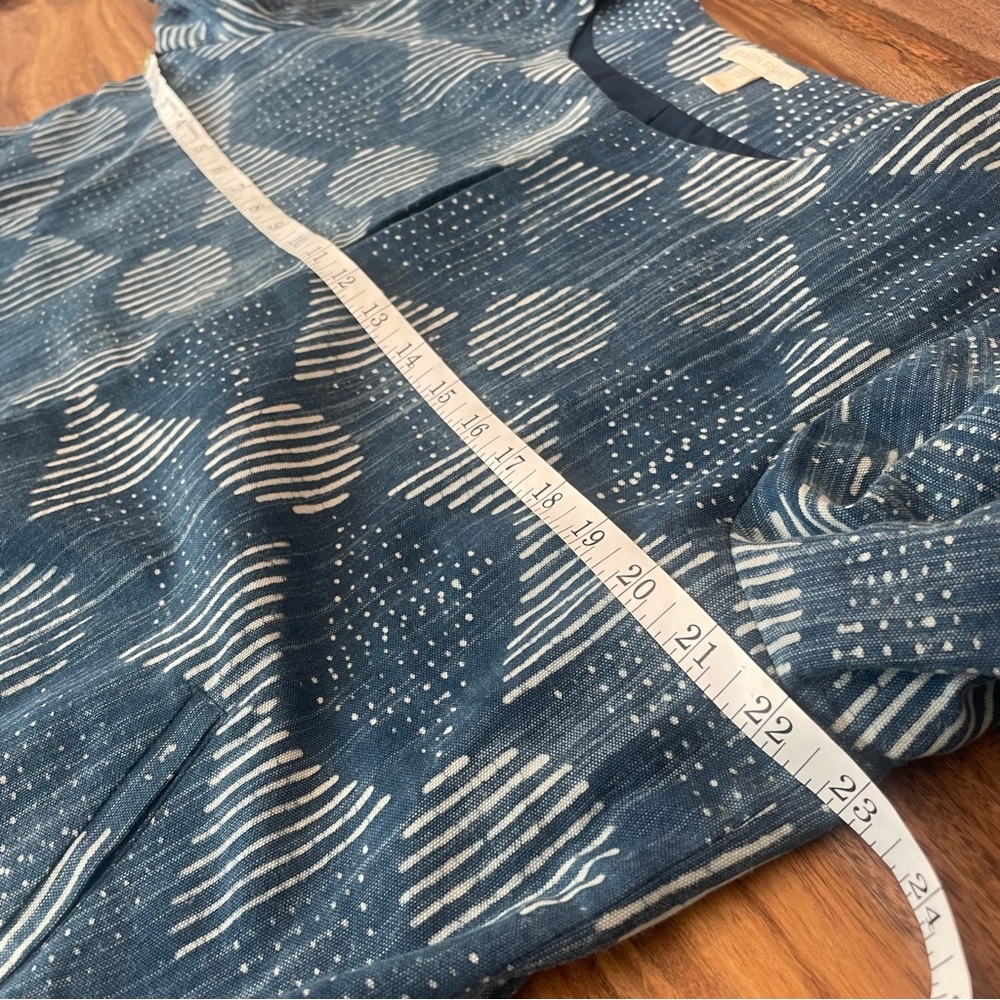 Eileen Fisher Hand Printed Indigo Blazer Jacket in Organic Cotton - Picture 5 of 9